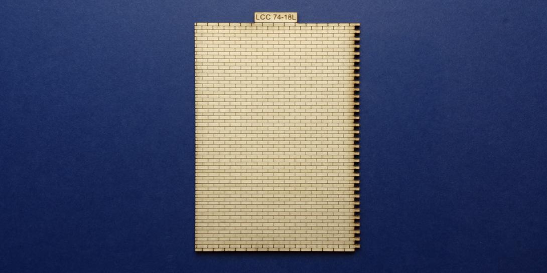 LCC 74-18L O gauge industrial building panel 113mm high with left side smooth Brick panel for low relief industrial buildings with right side interlocking and left side smooth.
